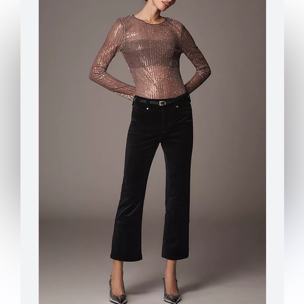 Anthropologie Pilcro Solid Velvet Moto Crop Pants Size 29
